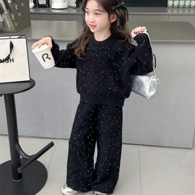 Bộ đồ áo nỉ bé gái hai mảnh phong cách Hàn Quốc và Tây, sequins mới - 228k 8