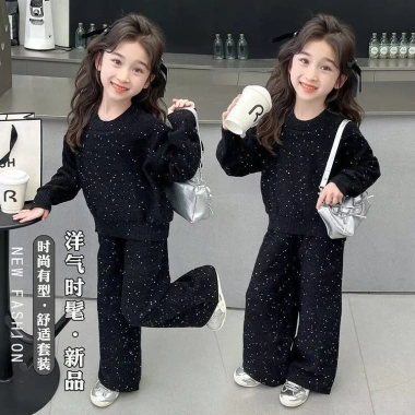Bộ đồ áo nỉ bé gái hai mảnh phong cách Hàn Quốc và Tây, sequins mới - 228k 9