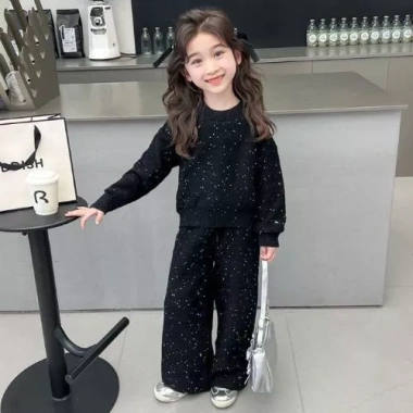 Bộ đồ áo nỉ bé gái hai mảnh phong cách Hàn Quốc và Tây, sequins mới - 228k 10