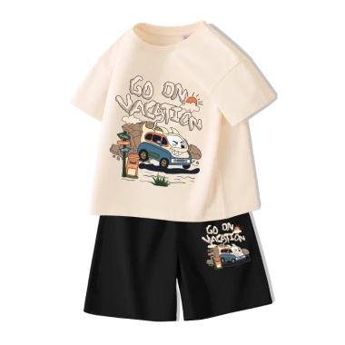 Bộ đồ áo thun bé trai 100% Cotton mềm mại mát mẻ, quần short ô tô thiết kế thời trang - Giá chỉ 210.000 VND 2