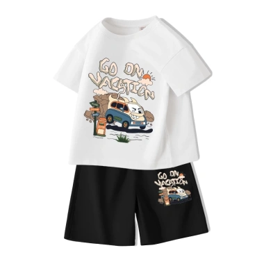 Bộ đồ áo thun bé trai 100% Cotton mềm mại mát mẻ, quần short ô tô thiết kế thời trang - Giá chỉ 210.000 VND 3
