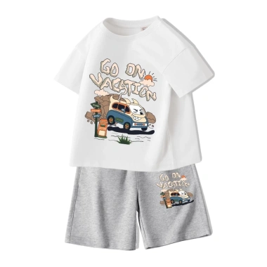 Bộ đồ áo thun bé trai 100% Cotton mềm mại mát mẻ, quần short ô tô thiết kế thời trang - Giá chỉ 210.000 VND 8