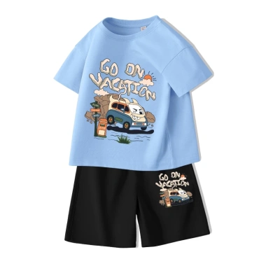 Bộ đồ áo thun bé trai 100% Cotton mềm mại mát mẻ, quần short ô tô thiết kế thời trang - Giá chỉ 210.000 VND 10