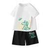 Bộ đồ áo thun bé trai cotton 100% mềm mại, mát mẻ, in cá sấu, quần short ngắn tay thời trang 2