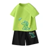 Bộ đồ áo thun bé trai cotton 100% mềm mại, mát mẻ, in cá sấu, quần short ngắn tay thời trang 3