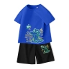 Bộ đồ áo thun bé trai cotton 100% mềm mại, mát mẻ, in cá sấu, quần short ngắn tay thời trang 8