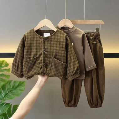Bộ đồ ba mảnh bé trai, áo khoác Hàn Quốc & quần áo trẻ em thời trang - 429.792₫ 5