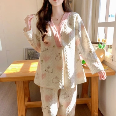 Bộ đồ bầu thu đông TRẦN BÔNG TB57 - Pijama dài tay Bigsize, quần áo sau sinh, thoải mái cho mẹ và con bú, giảm giá 189k
