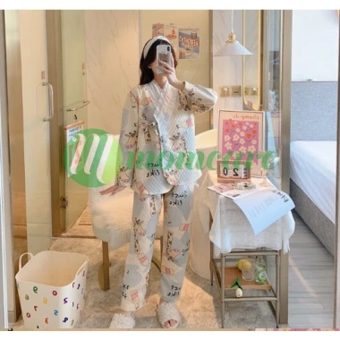 Bộ đồ bầu thu đông TRẦN BÔNG TB57 - Pijama dài tay Bigsize, quần áo sau sinh, thoải mái cho mẹ và con bú, giảm giá 189k