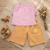 Bộ Đồ Bé Gái Áo Sát Nách Nơ Sườn + Quần Cotton Caro - Mát Mẻ, Thoải Mái, Giá 135k 3
