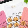 Bộ đồ bé gái áo thun Capybara và quần caro cotton thoáng mát, dễ thương, giá ưu đãi 188k 2