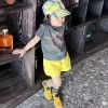 Bộ đồ bé gái áo thun ngắn tay in hình và quần short vàng mỏng 2 mảnh - Giá ưu đãi 176k 3