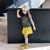 Bộ đồ bé gái áo thun ngắn tay in hình và quần short vàng mỏng 2 mảnh - Giá ưu đãi 176k 10
