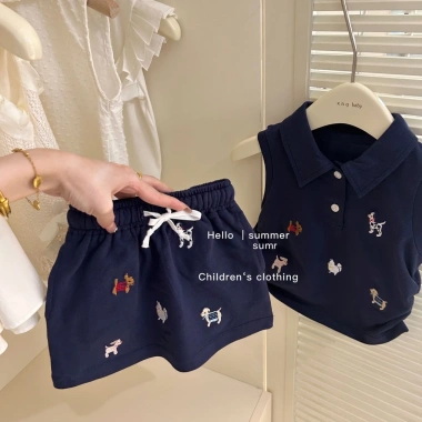 Bộ đồ bé gái tay ngắn mùa hè phong cách mới - Giá chỉ 167.689 VND, giảm mạnh