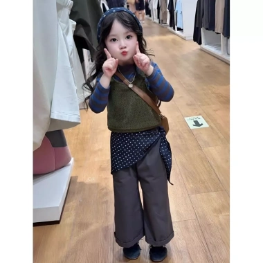 Bộ Đồ Bé Gái Thu Đông Đế Sọc Dài Tay - Áo Vest Ba Mảnh Thời Trang 486.717₫