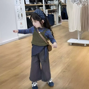 Bộ Đồ Bé Gái Thu Đông Đế Sọc Dài Tay - Áo Vest Ba Mảnh Thời Trang 486.717₫