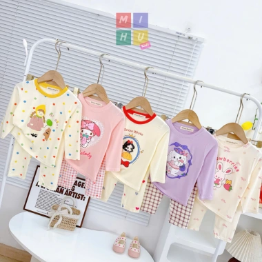 Bộ Đồ Bé Gái Thun Lạnh Dài Tay Quần Lửng In Hình Cartoon Giá Ưu Đãi 75.852 VND 4