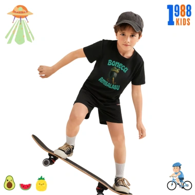 Bộ đồ bé in hình Tung Tung Tung Sahur - Quần áo thun cotton co giãn 4 chiều, size 15-40kg, giảm giá 169k 4