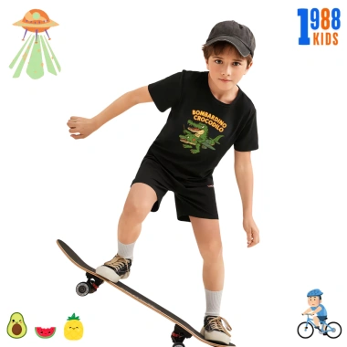 Bộ đồ bé in hình Tung Tung Tung Sahur - Quần áo thun cotton co giãn 4 chiều, size 15-40kg, giảm giá 169k 5