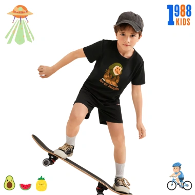 Bộ đồ bé in hình Tung Tung Tung Sahur - Quần áo thun cotton co giãn 4 chiều, size 15-40kg, giảm giá 169k 6