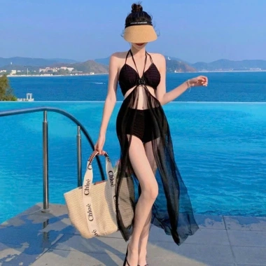 Bộ đồ bơi bikini 2 chi tiết KHOSI BKN52 kèm váy voan trắng xẻ tà sexy, hottrend - Giảm tới 189.000₫
