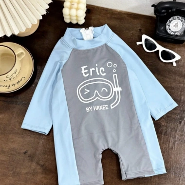 Bộ đồ bơi liền thân bé trai dài tay, hoạt hình Eric, kính lặn dễ thương, siêu mềm, độ bền cao, đồ bơi trẻ em 8-25kg, giá ưu đãi 60.000₫
