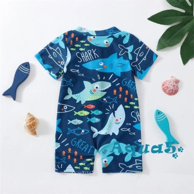 Bộ Đồ Bơi Liền Thân Ngắn Tay Họa Tiết Cá Mập cho Bé Trai Giá 136.836₫ Giảm Sốc 3
