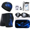 Bộ đồ bơi nam: Quần bơi boxer co giãn, kính bơi, mũ bơi, quần short bãi biển - Giá chỉ 143.544đ