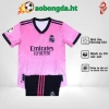 Bộ Đồ Bóng Đá Trẻ Em Real Sân Khách Màu Hồng Thun Thái Đệm Thoải Mái 8-55kg Giá Ưu Đãi 86.768 VND