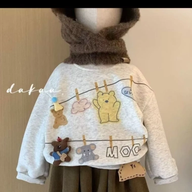 Bộ đồ chạy bộ lông cừu bé gái thu đông - Áo nỉ fleece dày dặn 2 mảnh thời trang 4