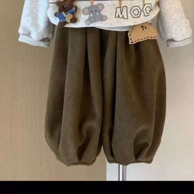 Bộ đồ chạy bộ lông cừu bé gái thu đông - Áo nỉ fleece dày dặn 2 mảnh thời trang 5