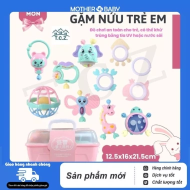 Bộ đồ chơi 9-11 món xúc xắc lục lạc đa màu, tiếng kêu, nhựa ABS cho bé sơ sinh giá 83.299 VND 2