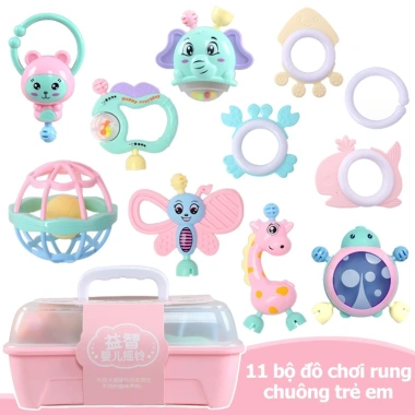 Bộ đồ chơi 9-11 món xúc xắc lục lạc đa màu, tiếng kêu, nhựa ABS cho bé sơ sinh giá 83.299 VND 8