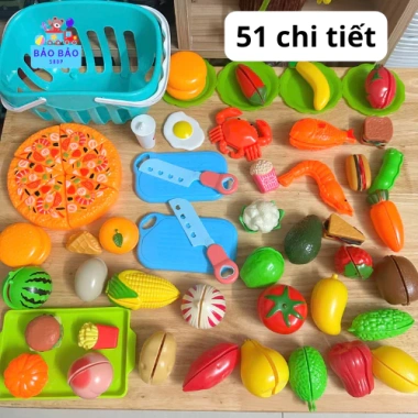 Bộ đồ chơi cắt hoa quả, rau củ cho bé 30 chi tiết nấu ăn, phát triển kỹ năng, giá ưu đãi 142.100 VND