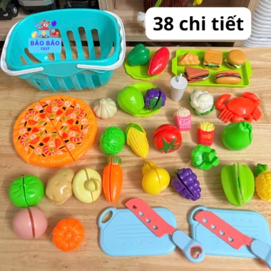 Bộ đồ chơi cắt hoa quả, rau củ cho bé 30 chi tiết nấu ăn, phát triển kỹ năng, giá ưu đãi 142.100 VND
