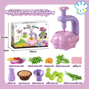 Bộ Đồ Chơi Làm Hoa - Máy Cầm Tay Tạo Hoa Sáng Tạo, Phát Triển Tư Duy Bé, Giá 280k