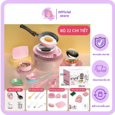 Bộ đồ chơi nấu ăn 18-26 chi tiết nhựa không pin - Bếp điện mini thực tế, giảm giá 22% chỉ 134.000₫