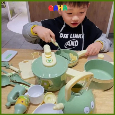 Bộ đồ chơi nấu ăn Thỏ Khủng long size lớn 20 chi tiết nhựa đẹp - Đồ bếp cho bé