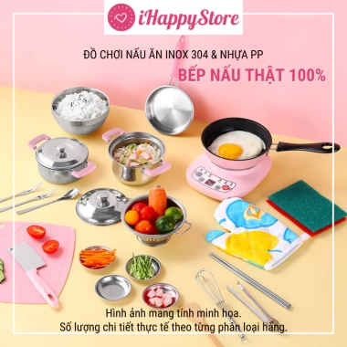 Bộ Đồ Chơi Nấu Ăn Trẻ Em 48 Chi Tiết Mini Inox 304 - Giá Ưu Đãi 499k tại iHappyStore