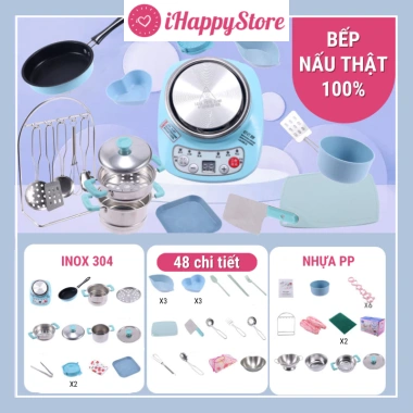 Bộ Đồ Chơi Nấu Ăn Trẻ Em 48 Chi Tiết Mini Inox 304 - Giá Ưu Đãi 499k tại iHappyStore