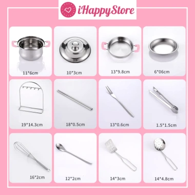 Bộ Đồ Chơi Nấu Ăn Trẻ Em 48 Chi Tiết Mini Inox 304 - Giá Ưu Đãi 499k tại iHappyStore