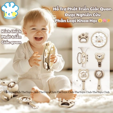 Bộ Đồ Chơi Nhạc Cụ Lục Lạc 6 Trong 1 - Trống, Gõ, Xúc Xắc, Kèn cho Bé - 41.087 4