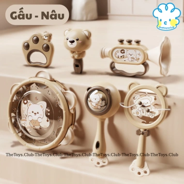 Bộ Đồ Chơi Nhạc Cụ Lục Lạc 6 Trong 1 - Trống, Gõ, Xúc Xắc, Kèn cho Bé - 41.087 9