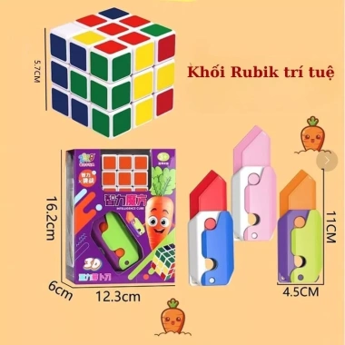 Bộ Đồ Chơi Trẻ Em Dao Cà Rốt Trọng Lực In 3D Gập Gọn - Khối Lập Phương Rubik Hot Trend, Giá 49.000 VND