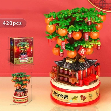 Bộ đồ chơi xếp hình Cây Quất Kim Tiền kèm hộp nhạc, mô hình lắp ráp Tài Lộc, quà Tết cho bé 215k