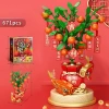 Bộ đồ chơi xếp hình Cây Quất Kim Tiền kèm hộp nhạc, mô hình lắp ráp Tài Lộc, quà Tết cho bé 215k 7