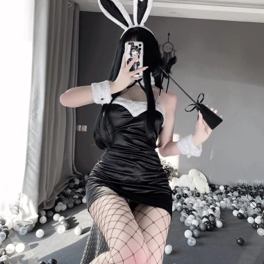 Bộ Đồ Cosplay Tai Thỏ Đen Sexy Mùa Đông - Bodysuit Gợi Cảm Dames Giá 160k
