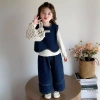 Bộ đồ denim ba mảnh cho bé gái mùa thu - phong cách Hàn Quốc thời trang giảm giá lớn 5