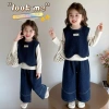 Bộ đồ denim ba mảnh cho bé gái mùa thu - phong cách Hàn Quốc thời trang giảm giá lớn 9