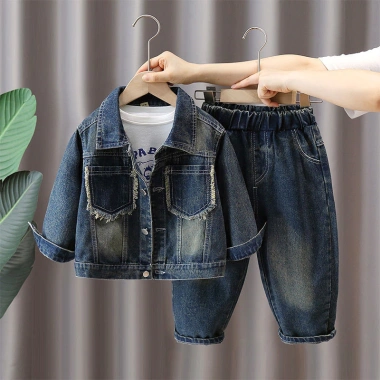 Bộ đồ Denim bé trai mùa xuân thu, hai mảnh phong cách đường phố - Giá 427.387 VND 7